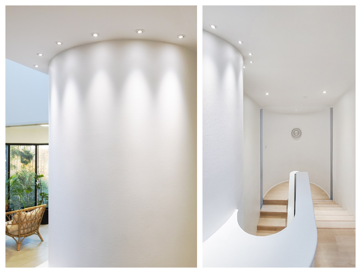 Sisustuksellinen led-valaistus pienillä korostusspoteilla